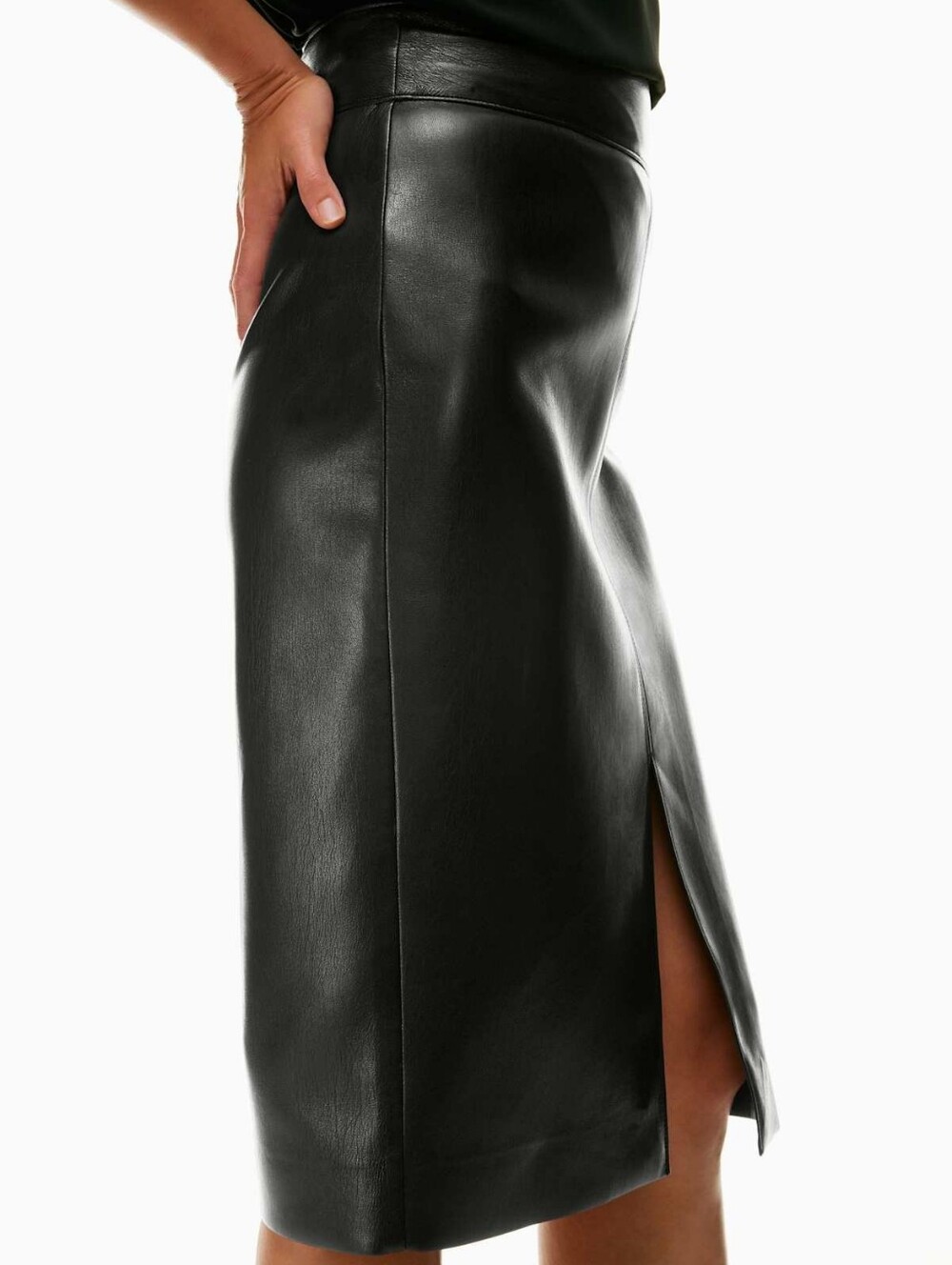 Babaton Aritzia Pegu Skirt Size 6 Vegan Leather Midi High Waist - Picture 2 of 14